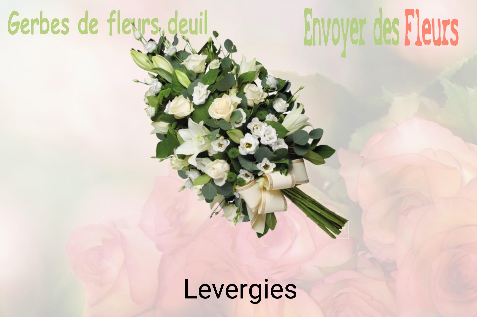 Gerbe de fleurs de deuil livrée à Levergies